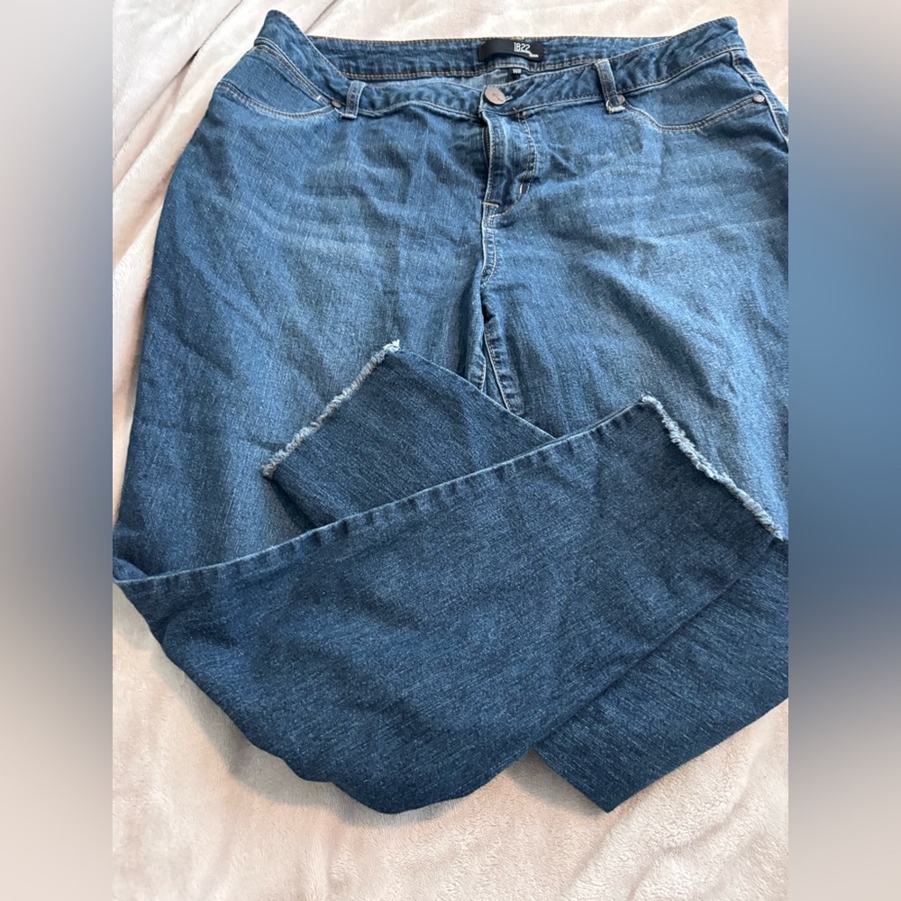 1822 Denim Classic Blue Jeans 14W Raw Hem